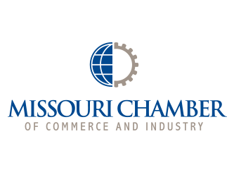 Missouri Chamber of Commerce and Industry logo: blue globe and gear icon above text.