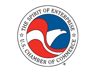 U.S. Chamber of Commerce logo: eagle with red/white wings over blue, surrounded by text and stars.
