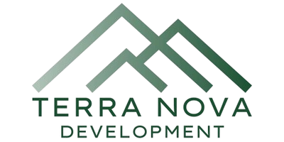 Logo for Terra Nova Development featuring a stylized green mountain outline above the company name in dark green text.