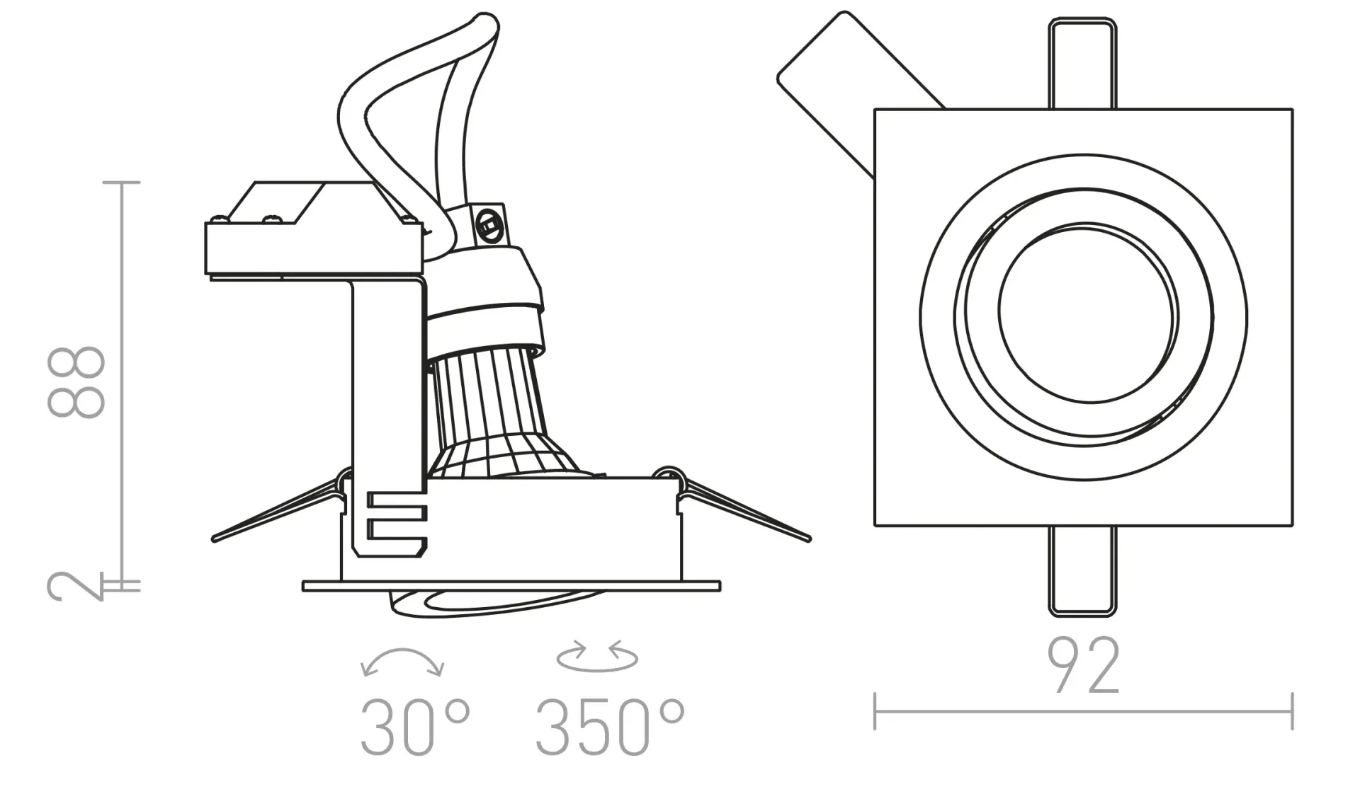 PASADENA inbouwlamp zwart