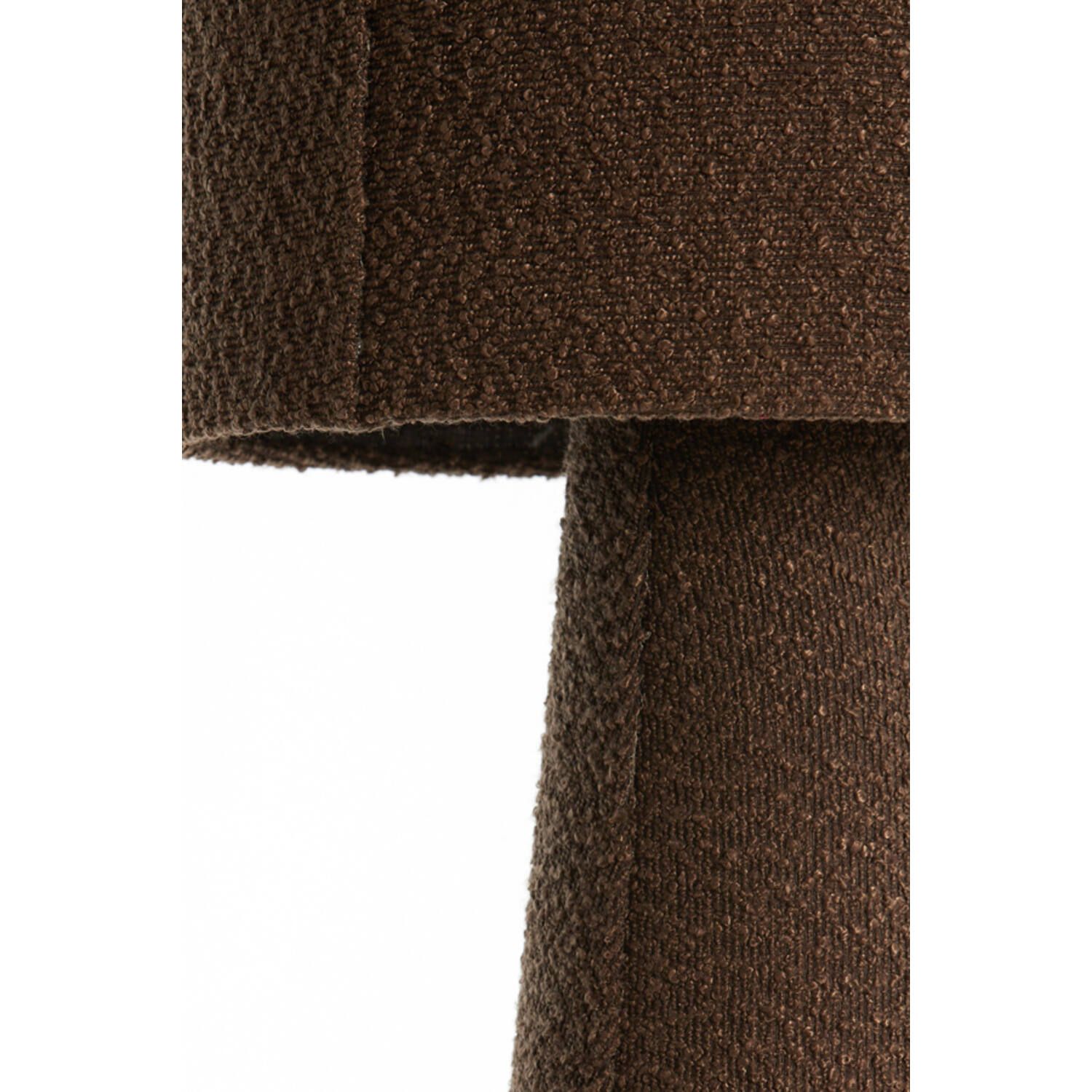 Bruine vloerlamp met cilindrische kap en conische voet.