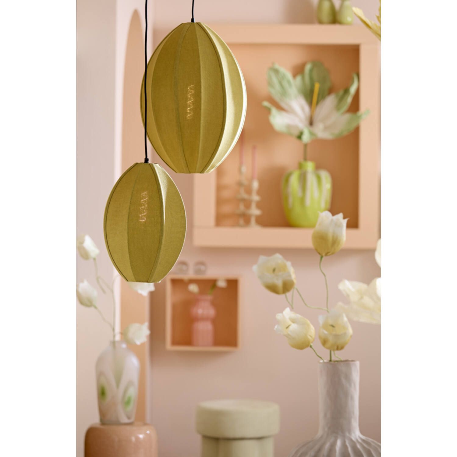 Light & Living - Milatos jute olive green -  Ø38x51 cm