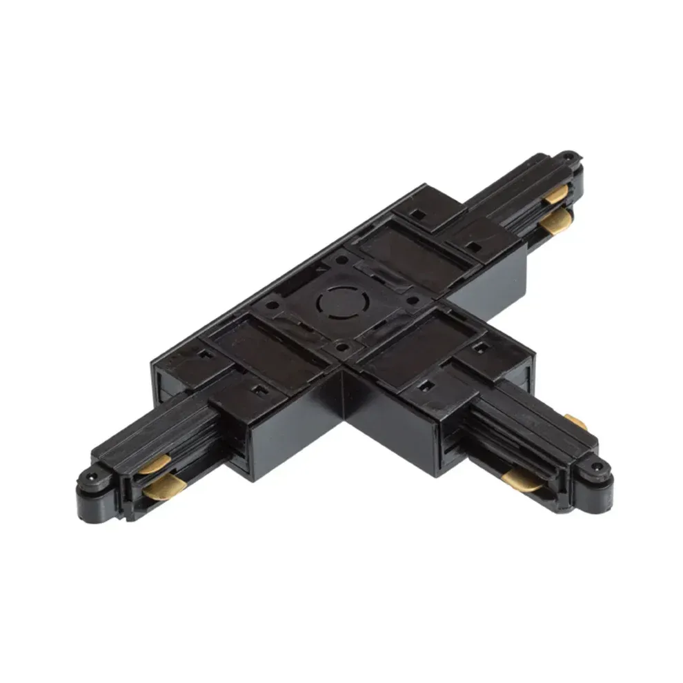 T-connector railverlichting zwart – koppelstuk voor 1 Fase rail
