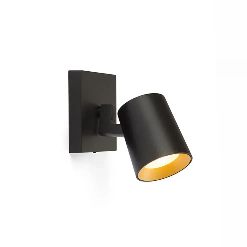 Wand- en Plafondlamp Kenny – Moderne Spot in Zwart met Goud
