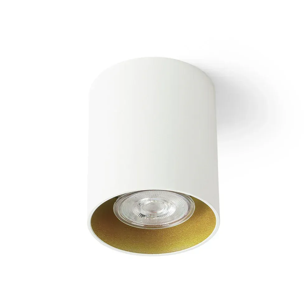 Plafondspot Mantova – moderne opbouwspot met luxe parelmoer gouden detail