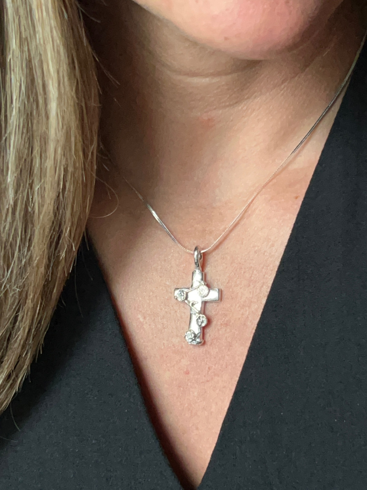 Wildflower Cross, Wild Sunflower Silver Handmade Jewelry