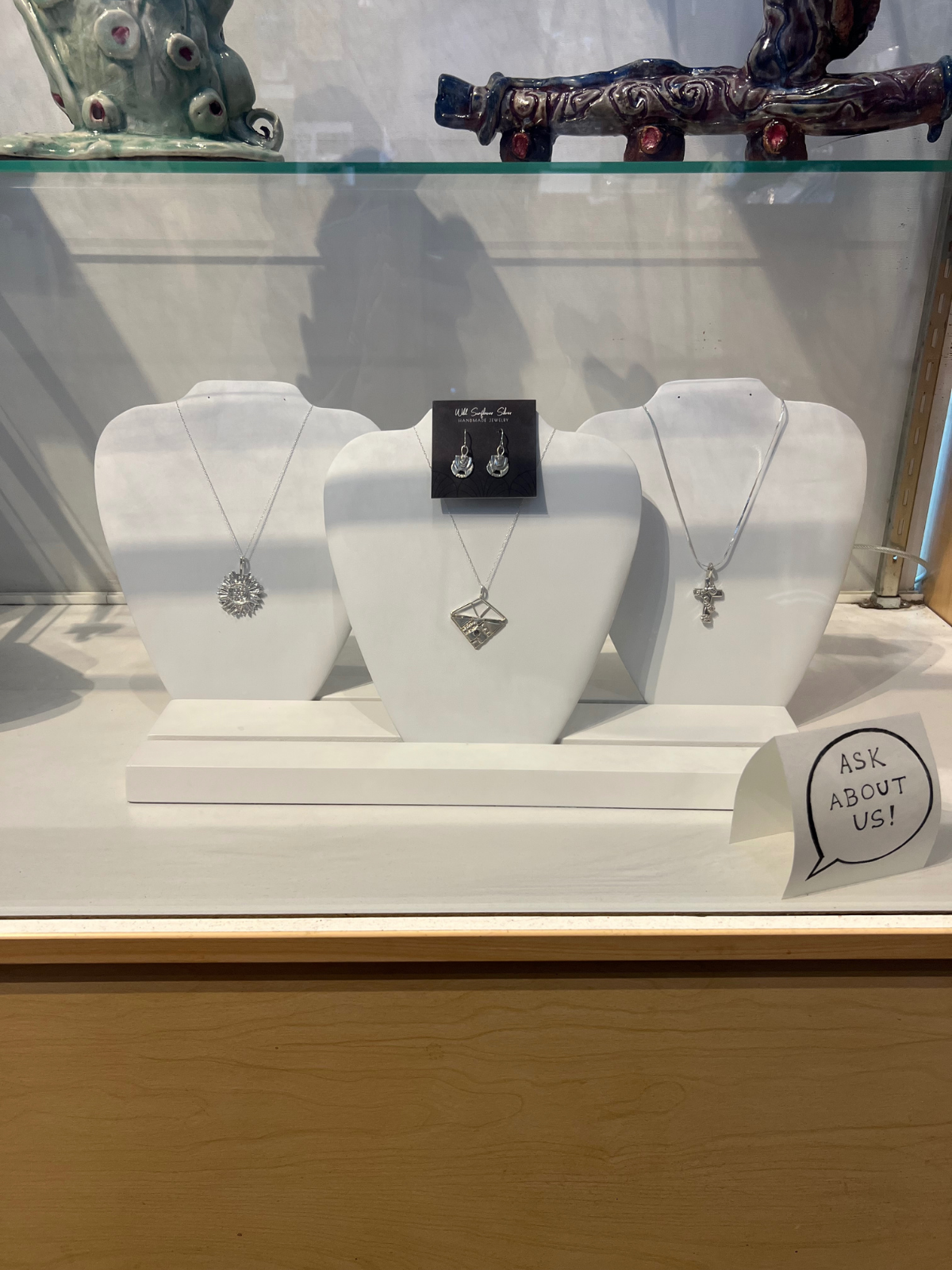 Wild Sunflower Silver Handmade Jewelry at the Art Shoppe at City Arts in Wichita, Ks