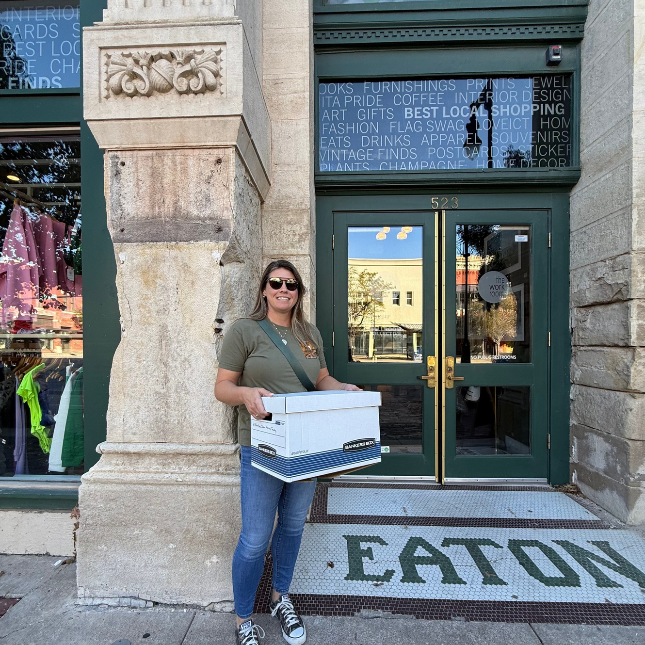 April Raile owner and designer taking jewelry to The Workroom downtown Wichita, Ks Wild Sunflower Silver