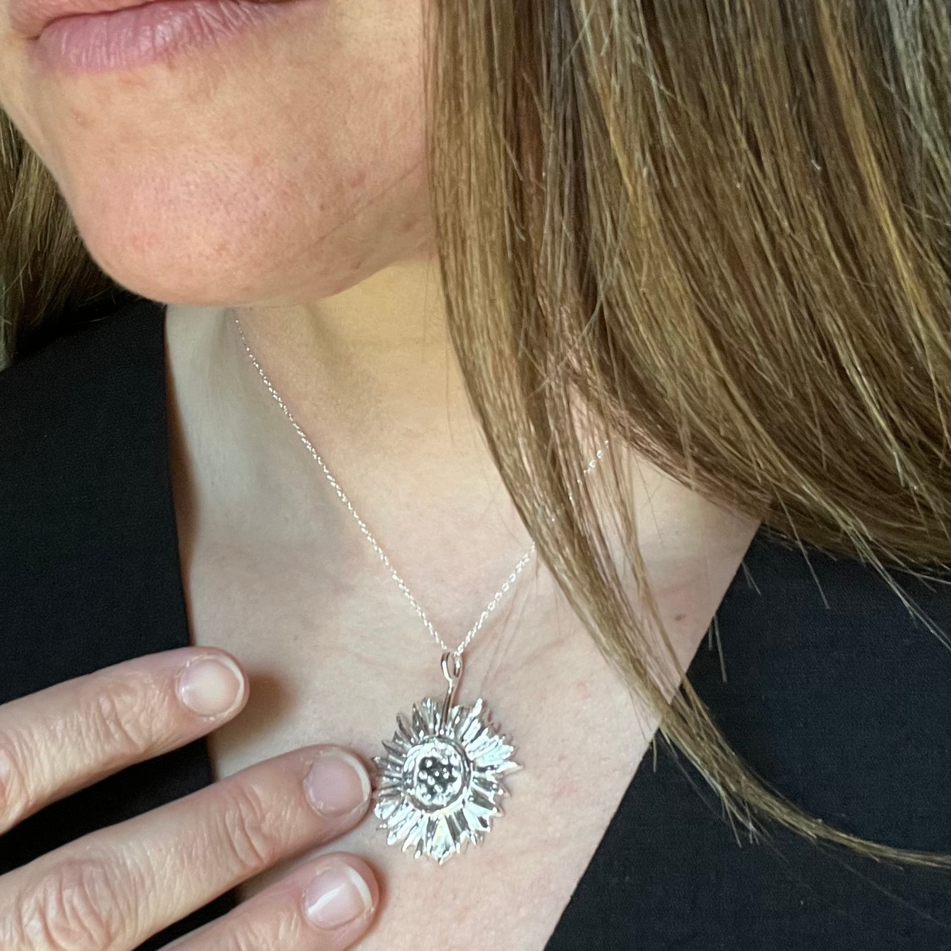Wild Sunflower Silver Cable Chain