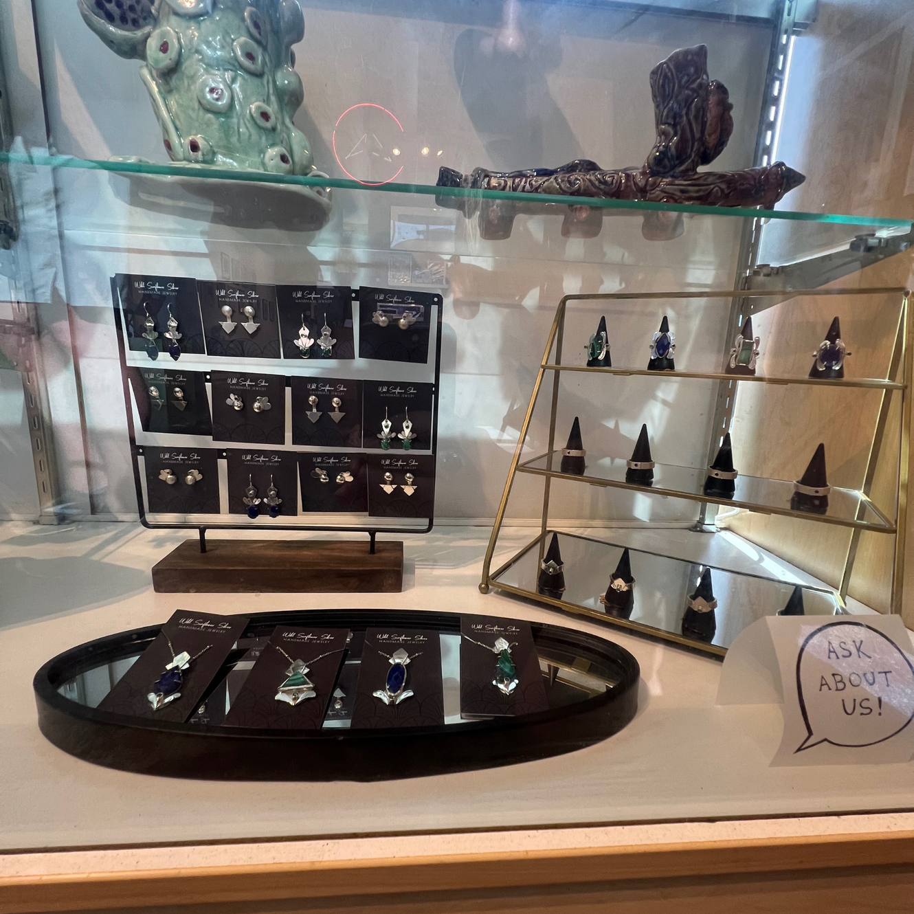 Wild Sunflower Silver Handmade Jewelry at the Art Shoppe at City Arts in Wichita, Ks