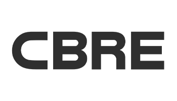 a black and white logo for cbre on a white background .