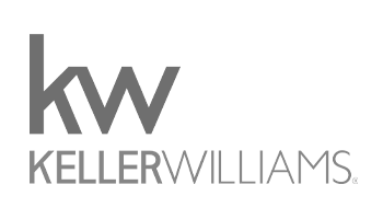 the logo for keller williams is gray and white .