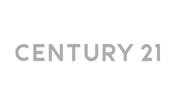 the century 21 logo is gray on a white background .