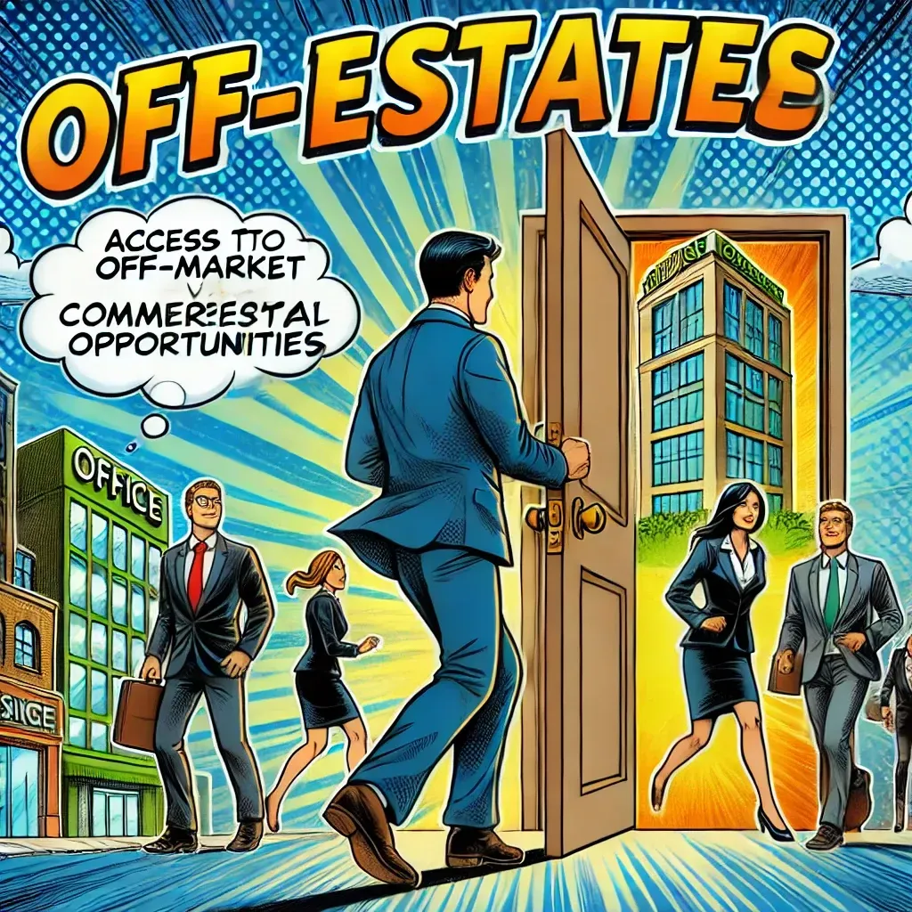 A man in a suit is opening a door to access to off-market commercial opportunities.