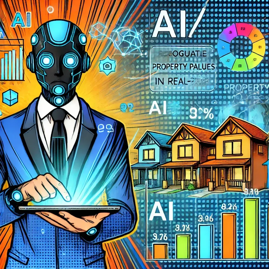A man in a suit and tie with a robot head is holding a tablet.