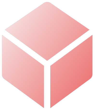 A pink cube with a white outline on a white background.