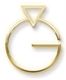 A gold letter g with a triangle in the middle on a white background.