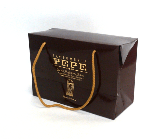 busta in carta lucida con logo di profumeria