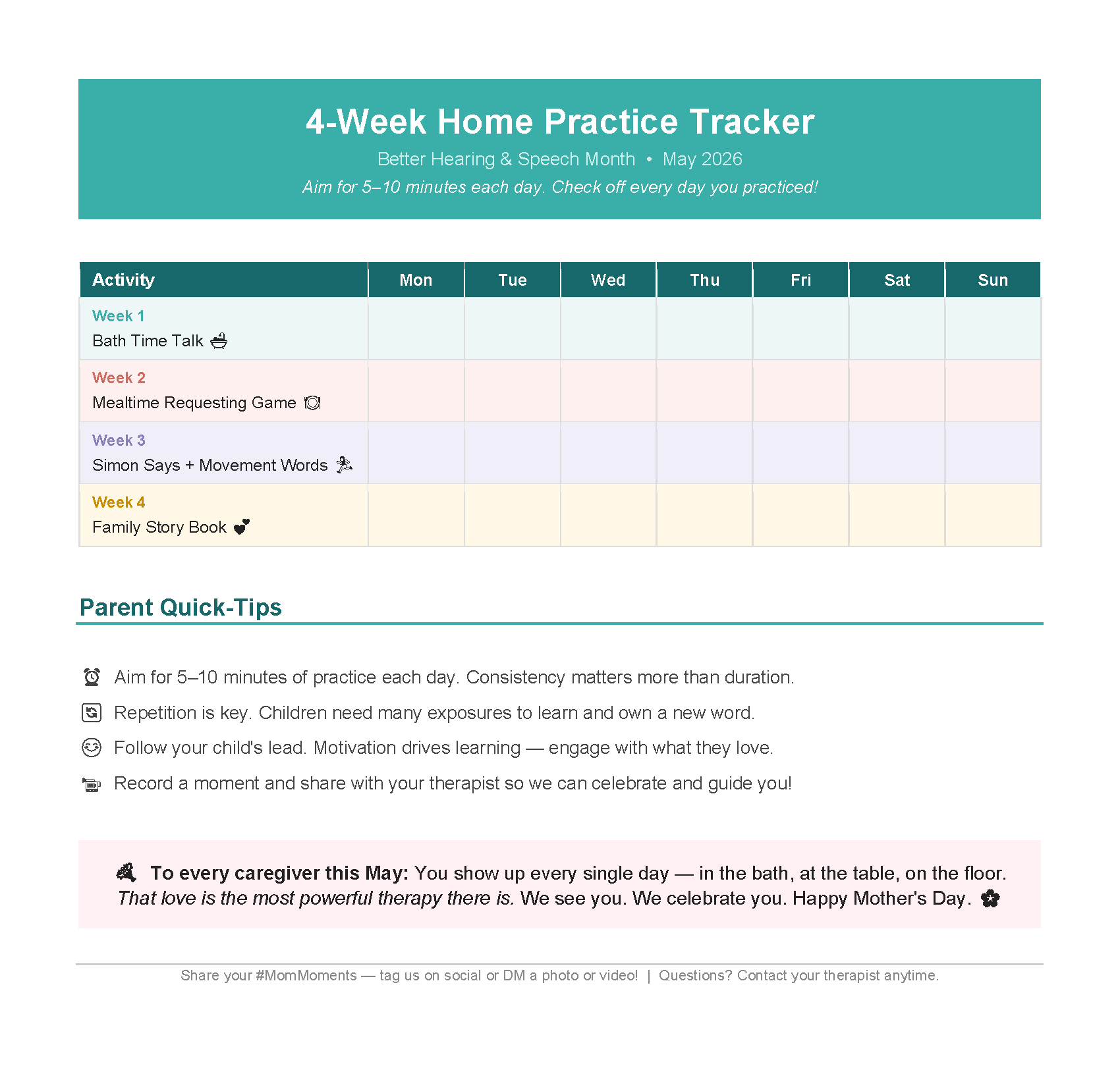 4 week tracker