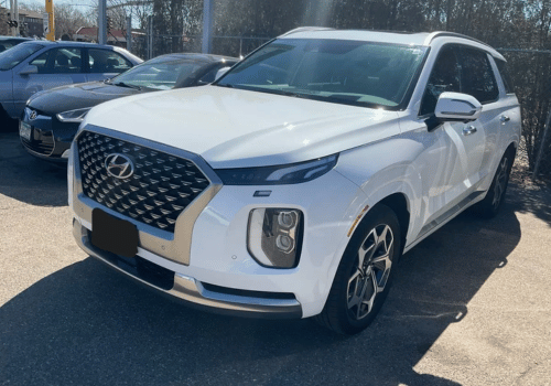 White Hyundai Palisade SUV parked outdoors in a parking lot