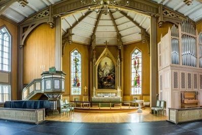 deel van het interieur van de kathedraal in Tromso, Noorwegen