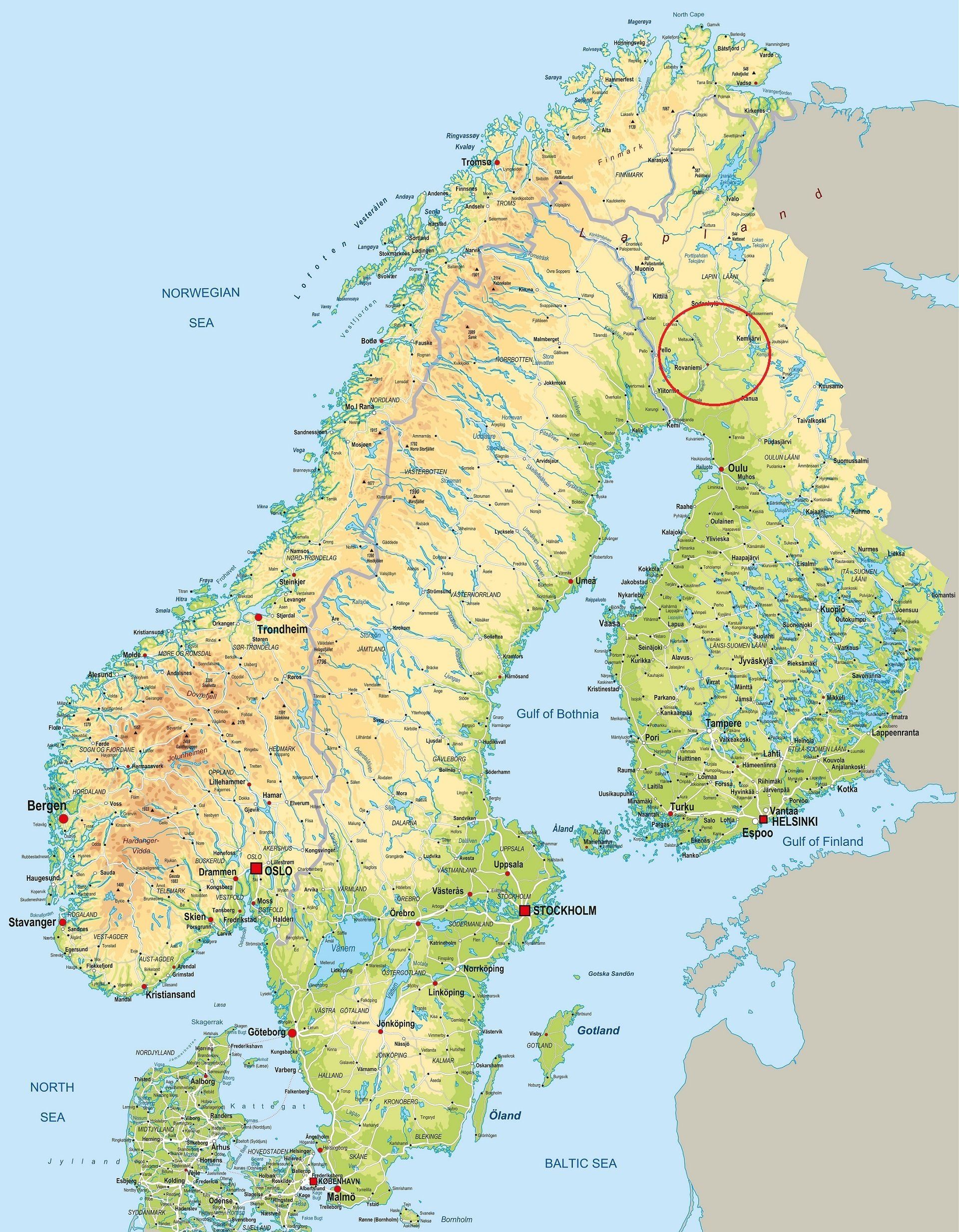 Какие страны находятся на скандинавском полуострове. Скандинавия политическая карта. Политическая карта скандинавского полуострова. Норвегия Северная Европа на карте.