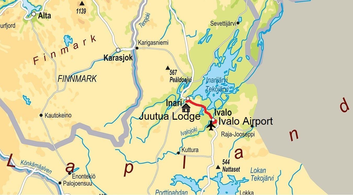 Een kaart met de locatie van de luchthaven van Helsinki