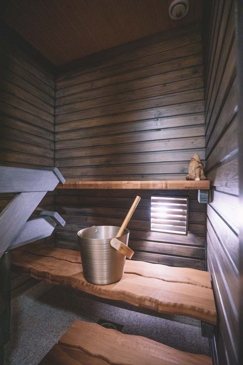 Standaard kamer sauna in Santa's hotel Aurora in Luosto Lapland