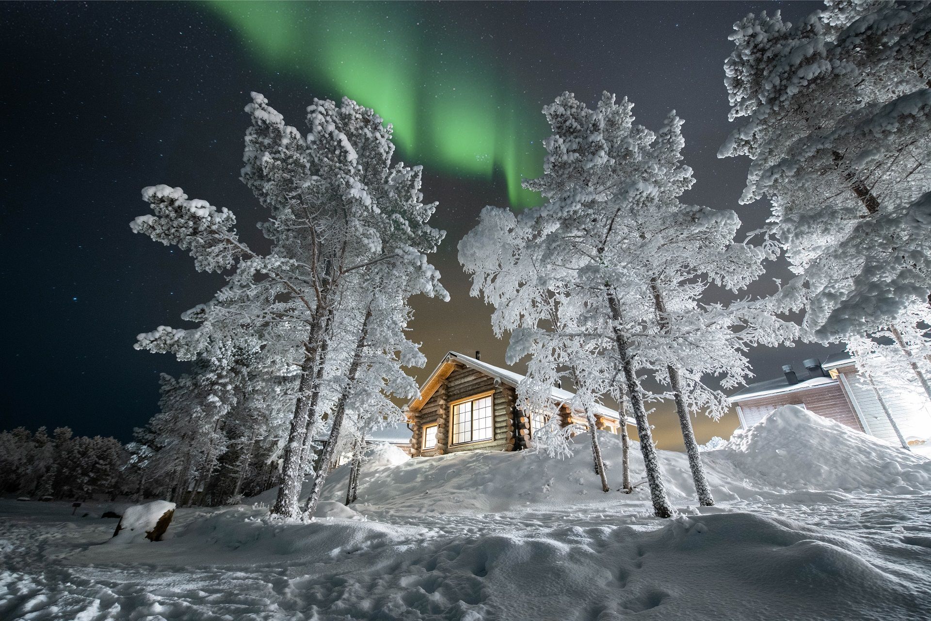 Noorderlicht tijdens uw vakantie naar Wilderness hotel Inari Lapland
