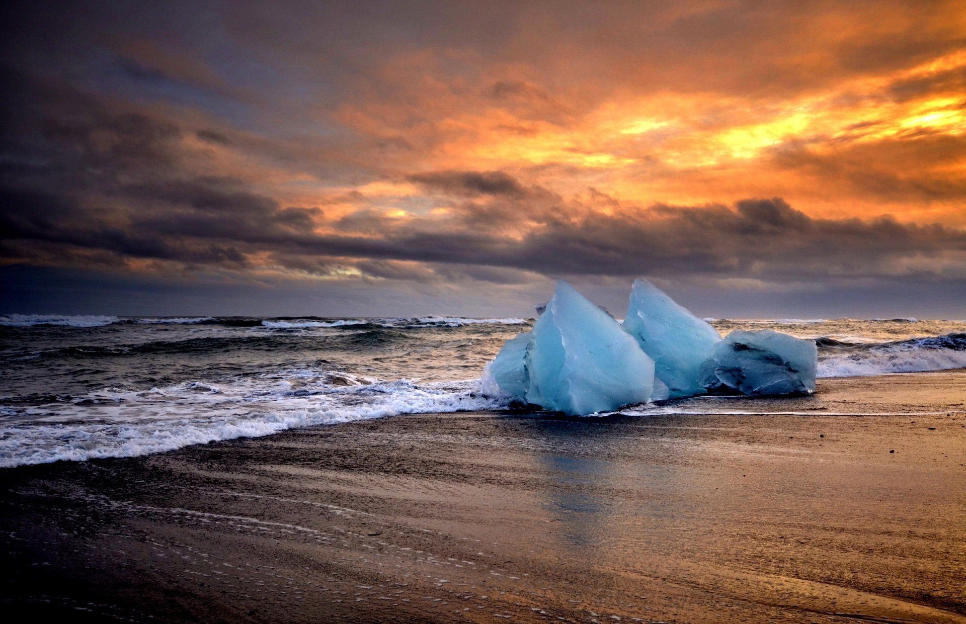 Aangespoeld ijs in de winter van IJsland