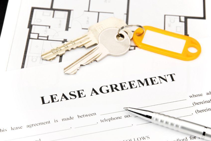 Lease agreement document with keys