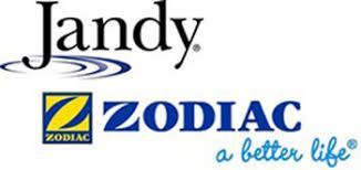 A jandy and zodiac logo on a white background