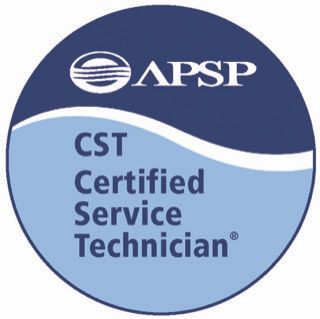 A cst certified service technician logo in blue