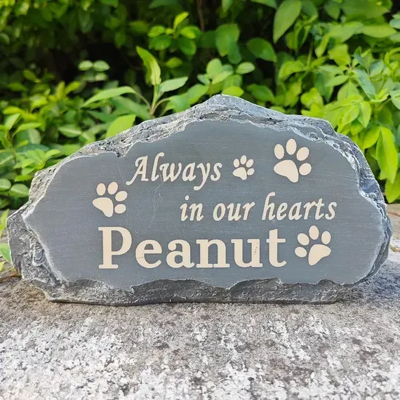 Gray pet memorial stone with 