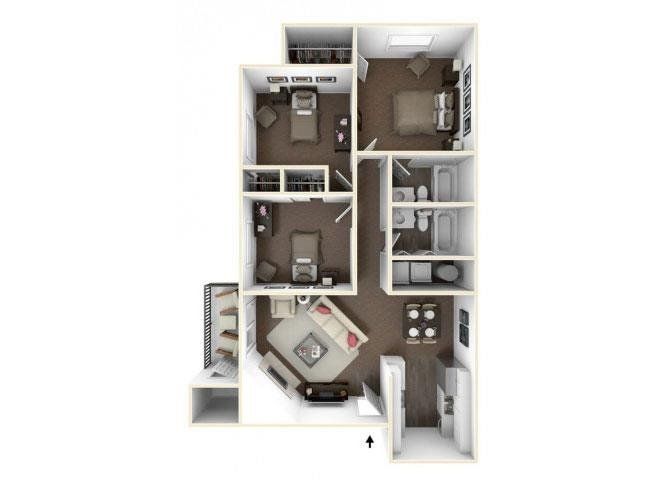 three bed floor plan