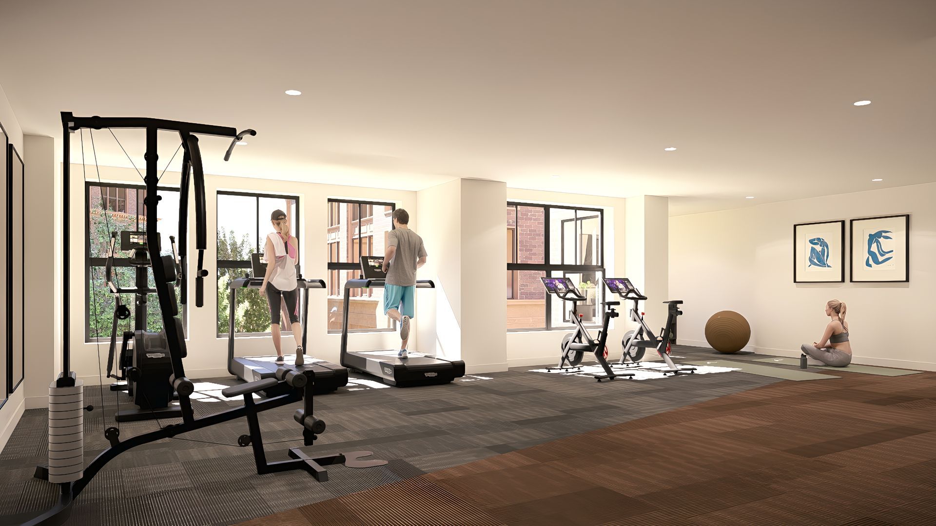 Modern apartment fitness center offering convenient onsite exercise amenities