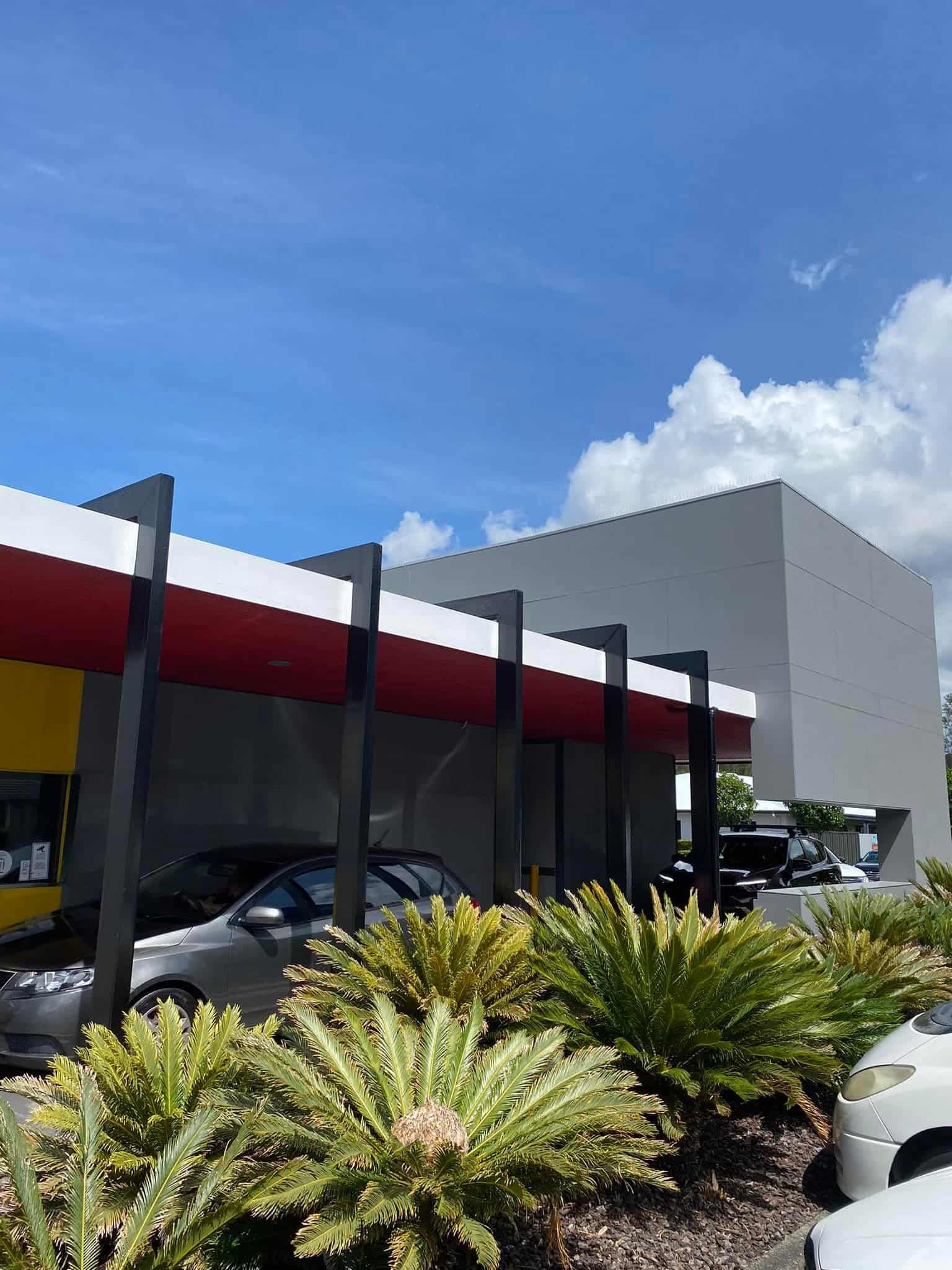 McDonald's Drive-thru With Cars, Red and White Awning — S D Maintenance In Point Clare, NSW