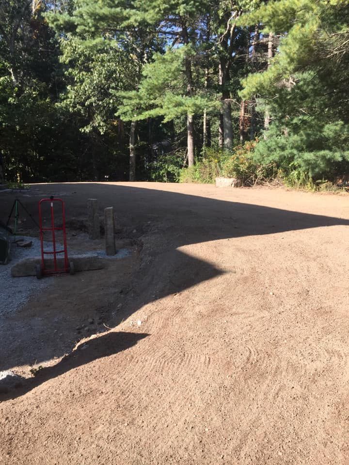 A dirt road with trees on the side of it