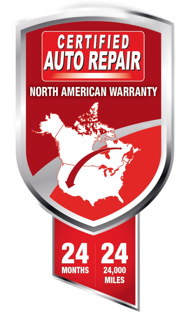 Certified auto repair shield with North American warranty, 24 months/24,000 miles.