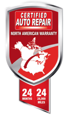 Certified auto repair shield with North American warranty, 24 months/24,000 miles.
