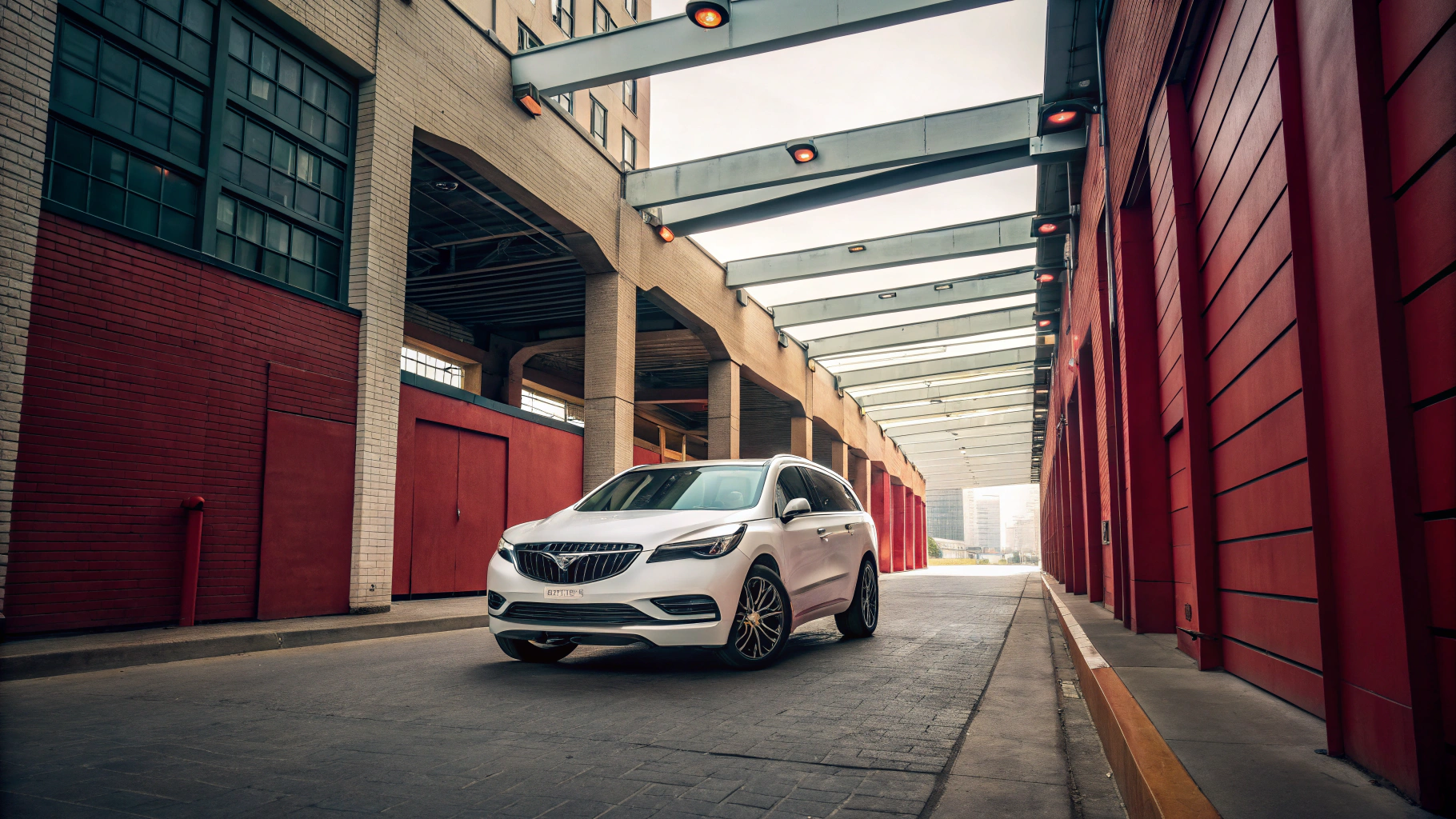 Mid-century modern credenza with a lamp and decorative objects, in a sunlit room.