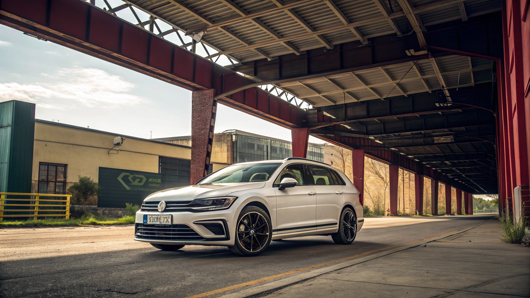 Mid-century modern credenza with a lamp and decorative objects, in a sunlit room.