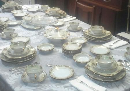 vintage china on table