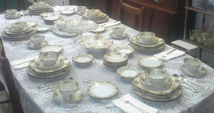 antique china on table