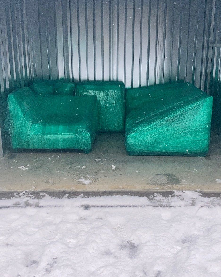 Covered furniture on truck