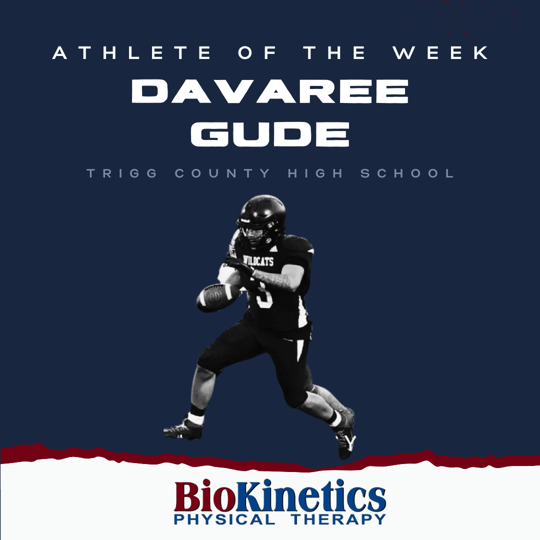 Our male AOW is Davaree Gude from Trigg County High School. He had 27 carries for 346 yards and 4 touchdowns in the win over Fort Campbell. Congratulations Davaree!