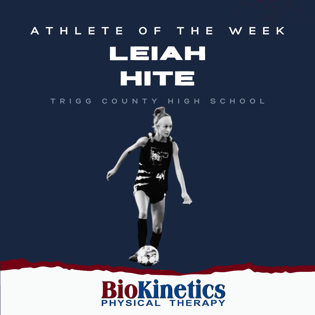 Our female AOW is Leiah Hite from Trigg County High School. She had 9 goals and 5 assists in the wins over Fort Campbell, Logan Co, and Graves Co. Congratulations Leiah!