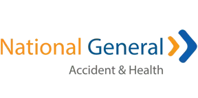 National General Accident & Health logo with orange and blue text and chevron symbol.