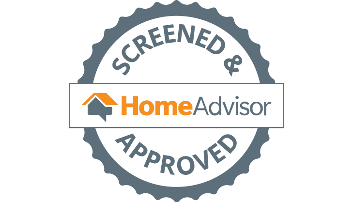 A screened and approved home advisor logo on a white background.