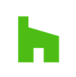 A green house icon on a white background.